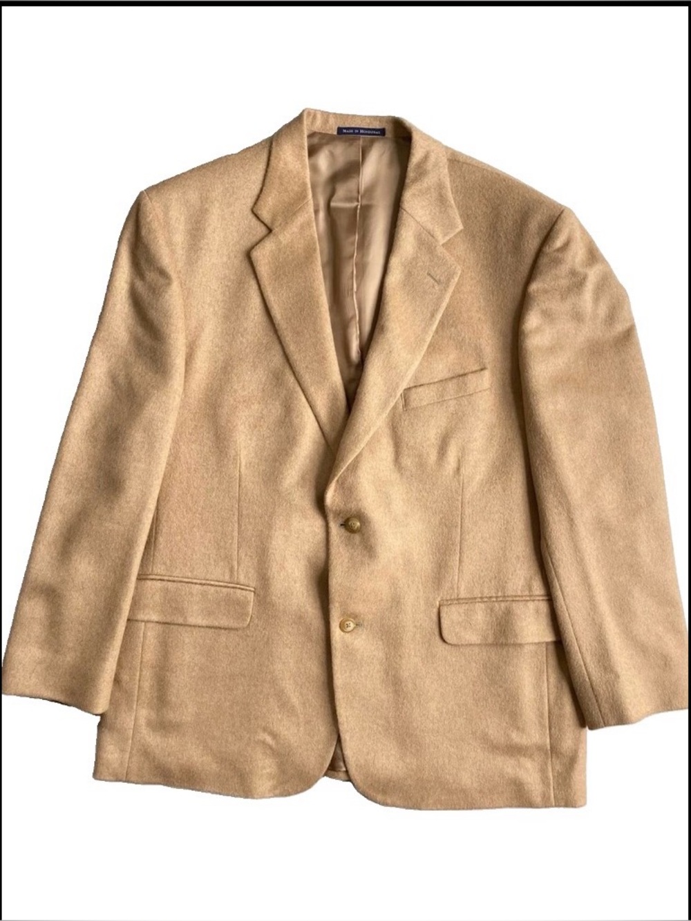 Vintage Lands’ End Camel Hair Wool Blazer Sport Coat Jacket Size 46R